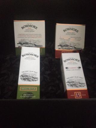 Bowmore Minitures and Chocolate Bars