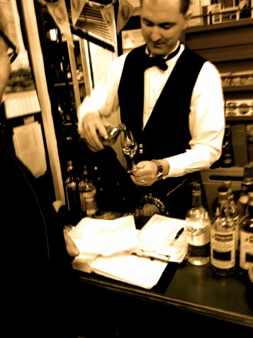 Mike bartending